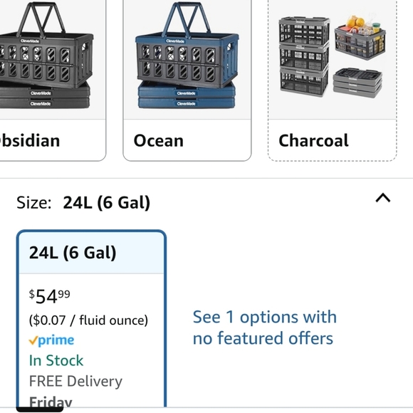 CleverMade Collapsible Shopping Basket, Neptune Blue, 2PK - 16L (4 Gal) Reusable - Picture 2 of 9